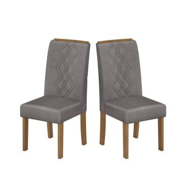 Imagem de Cadeira De Jantar Ayla Conjunto Com 2 Cadeiras Freijó Com Veludo Lunar