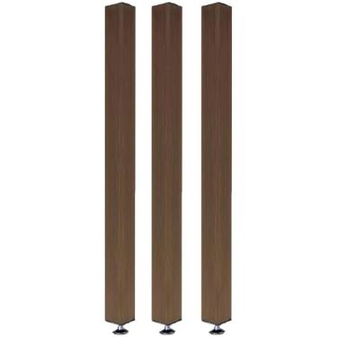 Imagem de Divisória de sala de ripas de madeira rústica ajustável - Divisória do chão ao teto para varanda, escada, sala de estar, corredor e pátio - pacote com 3 (160 cm/63 pol) com acessórios