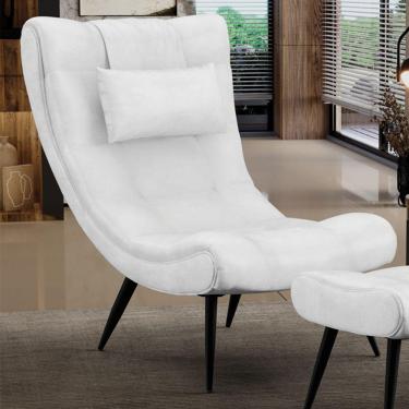 Imagem de Poltrona Decorativa Sala De Estar Pés Palito Letty Pu Branco G19 - Gran Belo