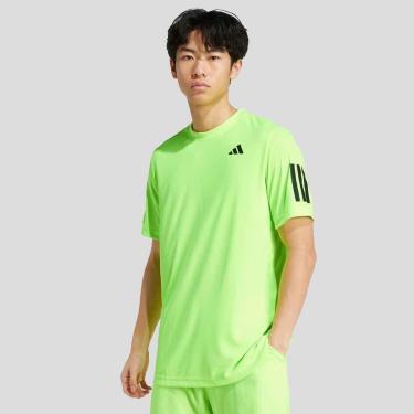 Imagem de Camiseta Adidas Club 3 Stripes Verde Fluorescente-Masculino