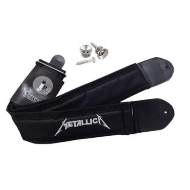 Imagem de Correia Violão Guitarra Baixo Acolchoada METALLICA com Par de Roldanas