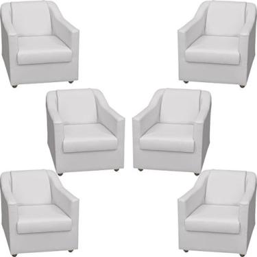 Imagem de Kit 6 Poltronas Decorativa Para Sala Recepção Manicure Barbearia Escri