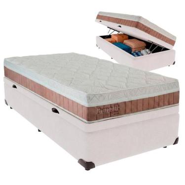 Imagem de Cama Box Baú Solteiro e Colchão Benefit Molas Ensacadas Colchobel Bran