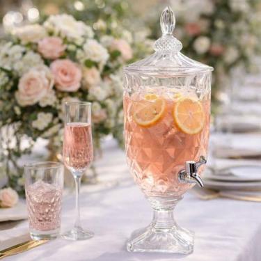 Imagem de Dispenser De Bebidas Suqueira Cristal 3 Litros Elegante Com Base Para 