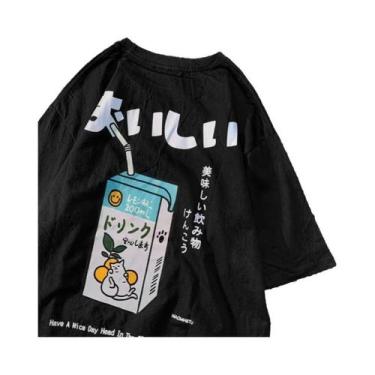 Imagem de Camiseta Unissex Oversized De Algodão Com Estampa De Gato Japonês, Man
