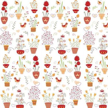 Imagem de Papel Parede Flores Coloridas No Vaso Autocolante Decorativo