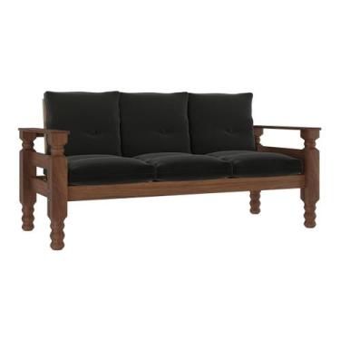 Imagem de Sofá 3 Lugares Madeira Maciça Liz Multimóveis VCR7000, Grafite
