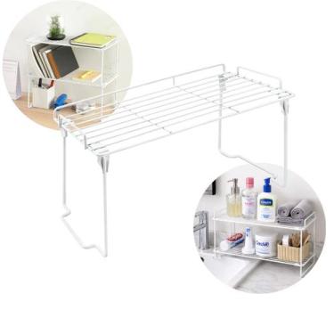 Imagem de Organizador Prateleira Metal Dobrável Casa Armário Cozinha Multiuso - 