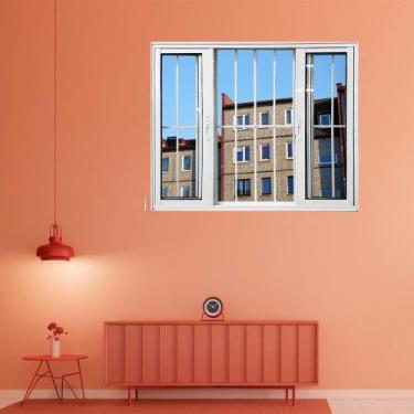 Imagem de Janela Vitrô de Alumínio 4 Folhas 100 x 120cm Linha 25 Com Grade - Esq