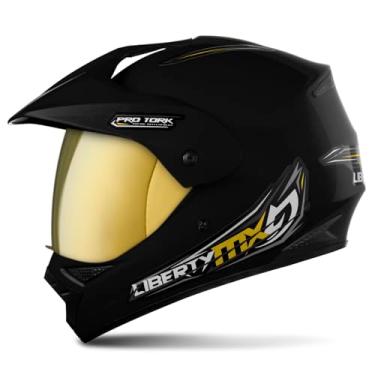 Imagem de CAPACETE FECHADO PRO TORK LIBERTY MX VISION PRO PRETO TAM. 60 VIS. DOURADA