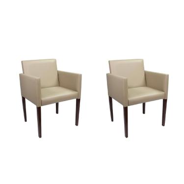 Imagem de Kit 2 Poltronas Nina Executiva Em Couro Sintético Bege Rud House