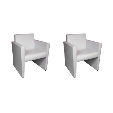 Imagem de Kit 2 Poltronas Nina Slim 1 Lugar Pé Fechado Couro Sintético Branco Rud House