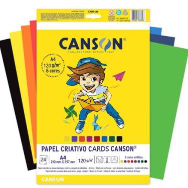 Imagem de Bloco Papel Criativo A4 Canson 120g Cards 8 Cores 24 Folhas
