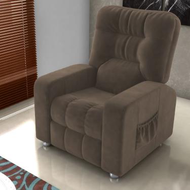Imagem de Poltrona Reclinável Yo Veludo Maserati Encosto Fibra Siliconada Marrom CasaH