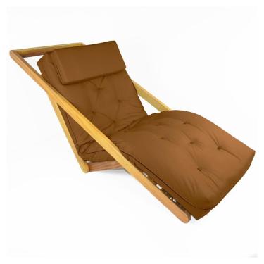 Imagem de Poltrona Reclinável New York Sarja Caramelo R9 Design Futon