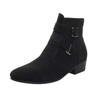 Imagem de Botas De Couro Pretas Impermeáveis Para Homens, Moda 2024, Sapatos Cas