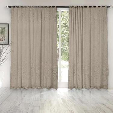 Imagem de Cortina Marrom Renda Com Forro Sala Roseiral 3,00x1,80 alt - Interlar