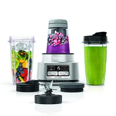 Imagem de Ninja SS101 Foodi Smoothie Maker & Extrator de Nutrientes* 1200 WP, 6 Funções Smoothies, Extratões*, Pastas, SmartTORQUE, 397 g Máquina de Smoothie, (2) Copos e Tampas To-Go Prata
