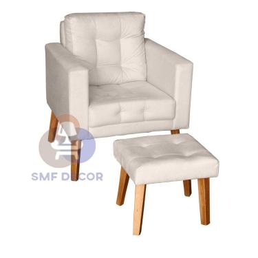 Imagem de Sofá/Poltrona/Cadeira Decorativa Glamour Dubai com pés em Madeira