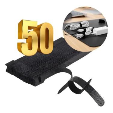 Imagem de 50x Presilha 15cm Fita Abraçadeira Cabos Chicote Fios Preto - Congratu