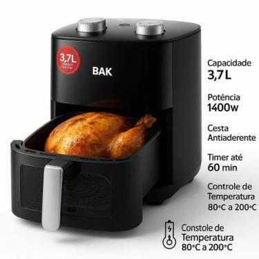 Imagem de Fritadeira Elétrica Sem Oleo Air Fryer 3,7L 1400W Bak, 220V