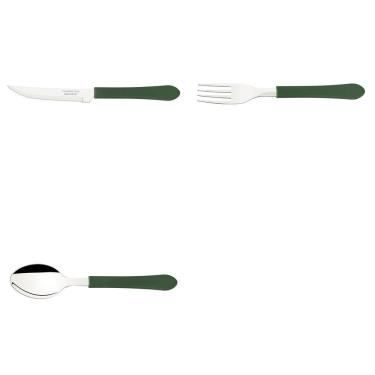 Imagem de Kit de Talheres para Restaurante com 60 Facas 60 Garfos 60 Colheres Aço Inox Cabo Polip...
