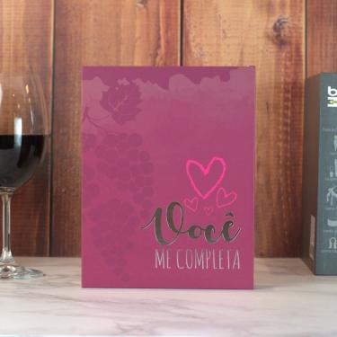 Imagem de Kit para Vinho Premium Wine - Você Me Completa com 5 Peças em MDF e Metal com Estojo Livro Decorado para Servir