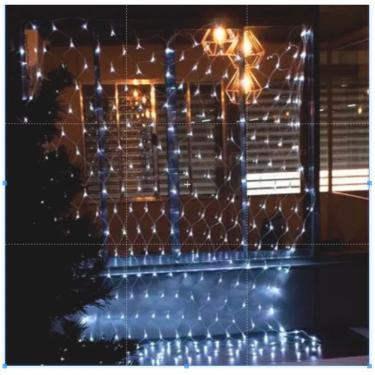 Imagem de Pisca Rede de Natal Cortina Rede 320 Leds 5m X 80cm 8 Funções 110V Branco-Frio OEM