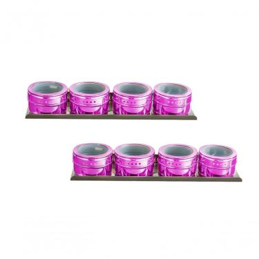 Imagem de Kit 8 Porta Temperos Magnético Condimento em Aço Inox com Fundo Imantado para Cozinha Roxo Wellmix