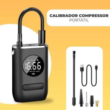 Imagem de Mini Compressor Ar Digital Portátil Bomba Elétrica Sem Fio Carro Moto 