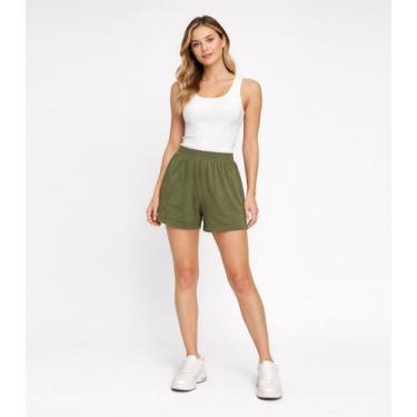 Imagem de Shorts Feminino Cós Com Elástico Infinita Cor Verde, G, Verde