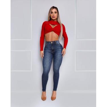 Imagem de Top bojo decote torcido canelado maria gueixa, Vermelho, M