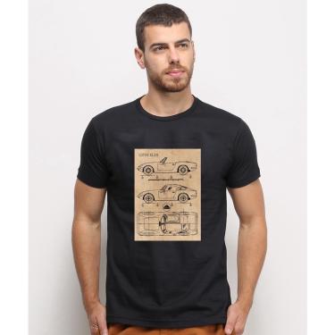 Imagem de Camiseta masculina Preta algodao Lotus Elan Desenho Carro Vintage