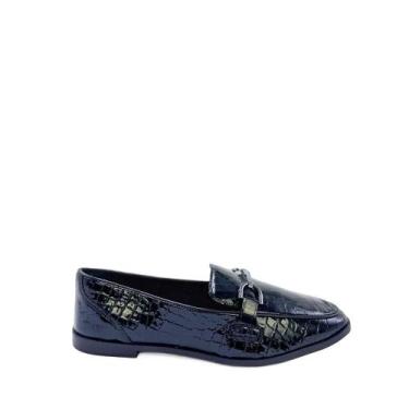 Imagem de Mocassim Loafer Tabita Croco 12193939 Cor:PretoTamanho:34Gênero:Femini