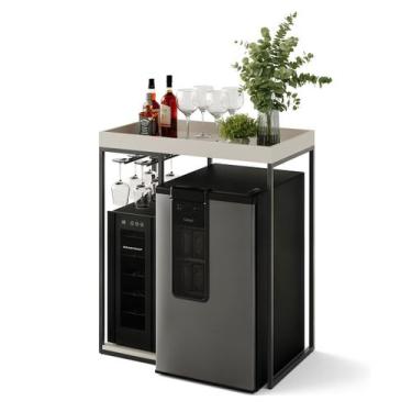Imagem de Aparador Bar para Adega Cervejeira ou Frigobar MDF Metal Industrial No