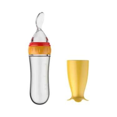 Imagem de Mamadeira De Silicone Com Colher Para Bebês, Colher De Apertar Para Ce