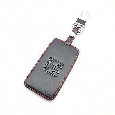 Imagem de WSWJDW Couro com 4 botões Car Key Case Cover Chaveiro Ring Key Bag, apto para Renault Talisman Captur Card Koleos Clio Espace Megane Scenic 2016-2018, preto