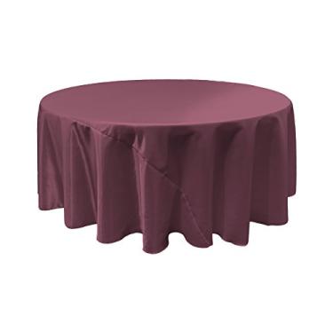 Imagem de LA Linen Toalha de mesa redonda de cetim para noiva, 332 cm, berinjela