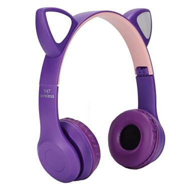 Imagem de Fone de ouvido BT de orelha de gato de desenho animado, fone de ouvido BT sem fio BT 5.0 para crianças para meninas