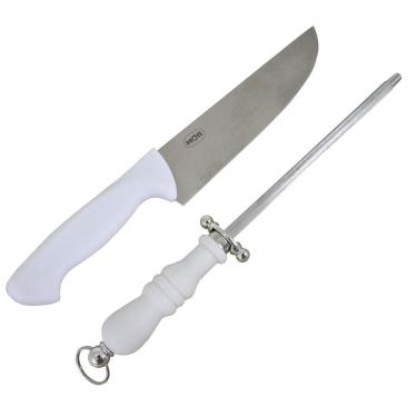 Imagem de Kit Faca e Chaira Para Churrasco 2 Peças 3345 Mor