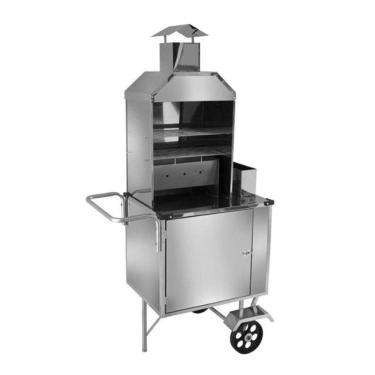 Imagem de Carrinho Ambulante De Churrasco Inox Rodas Maciças S01m Cefaz