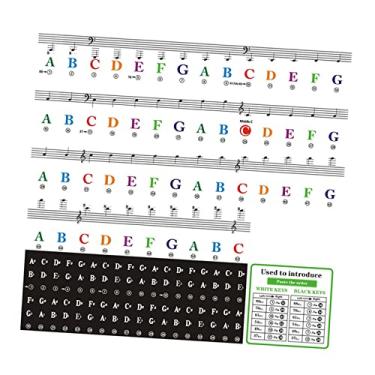 Imagem de Newmind Adesivo de teclado piano, decalque de teclado, etiquetas de notas musicais, decalque colorido de letras maiores, removível transparente para teclado de piano 88/61/54/49/37