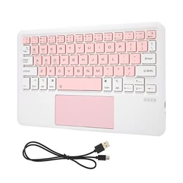 Imagem de Teclado sem fio, teclado portátil ultra fino ergonômico sensível ao toque recarregável com touchpad, para iOS 2021, para matepad 11, para Windows, para Android (rosa)
