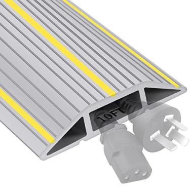 Imagem de Capa de cabo de 25 metros Protetor de cabo resistente 3 canais contém cabos e fios fáceis de desenrolar - ocultar os fios de home office armazém oficina concertos ou outros ambientes externos (Cinza-10 pés)