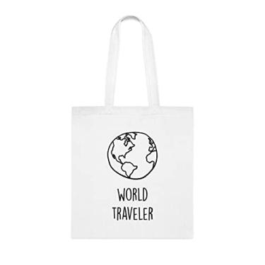 Imagem de Bolsa de viagem mundial, presente de viajante mundial, bolsa de ombro de viajante mundial, bolsas reutilizáveis de viajante mundial, ideia de presente de cesta de Natal de aniversário,