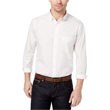 Imagem de Club Room Mens Barry Dot-Print Button Up Shirt, White, Small
