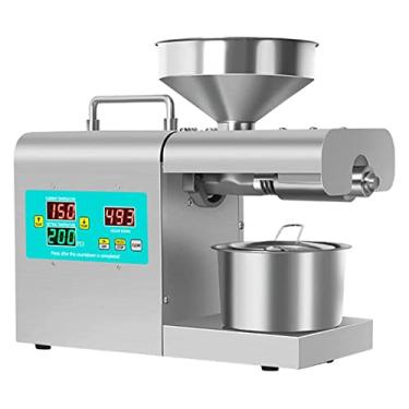 Imagem de Máquina de prensa de óleo, espremedor automático de óleo, expulsor de óleo frio/quente para uso doméstico comercial prensa de óleo elétrica de aço inoxidável, com painel de controle inteligente/tela sensível ao toque LCD
