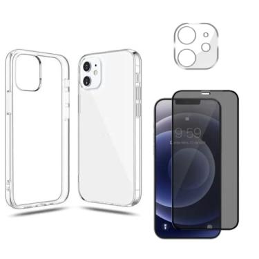 Imagem de Capa Clear Case + Película Privacidade Anti Espionagem + Película de Câmera Para iPhone 11 Tela de 6.1 Polegadas - (Hard Glass Store)