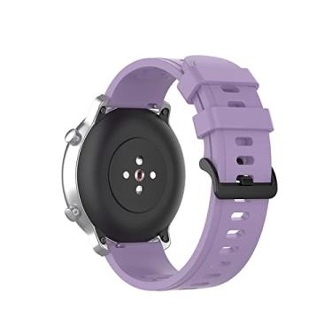 Imagem de HAZELS Pulseira de silicone de substituição oficial para Samsung Galaxy Watch4 Classic 46 42mm/Watch 4 44 40mm pulseira esportiva pulseira cinto (cor: roxo claro, tamanho: 20mm)
