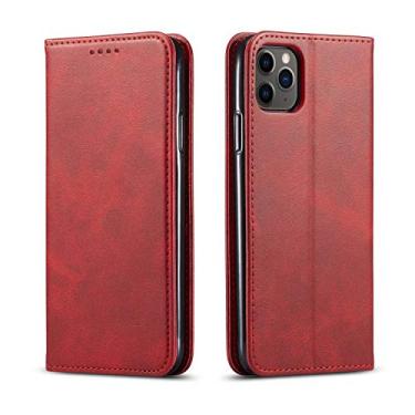 Imagem de Compatível com Samsung Galaxy Note modelo telefone PU + TPU aba inserção cartão tipo carteira cor sólida capa de telefone (vermelha, para Samsung Note 9)